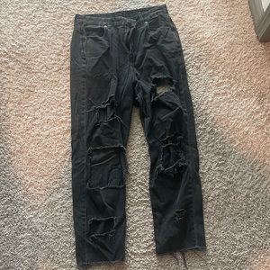 Highly Distressed American Eagle Curvy Mom Jeans